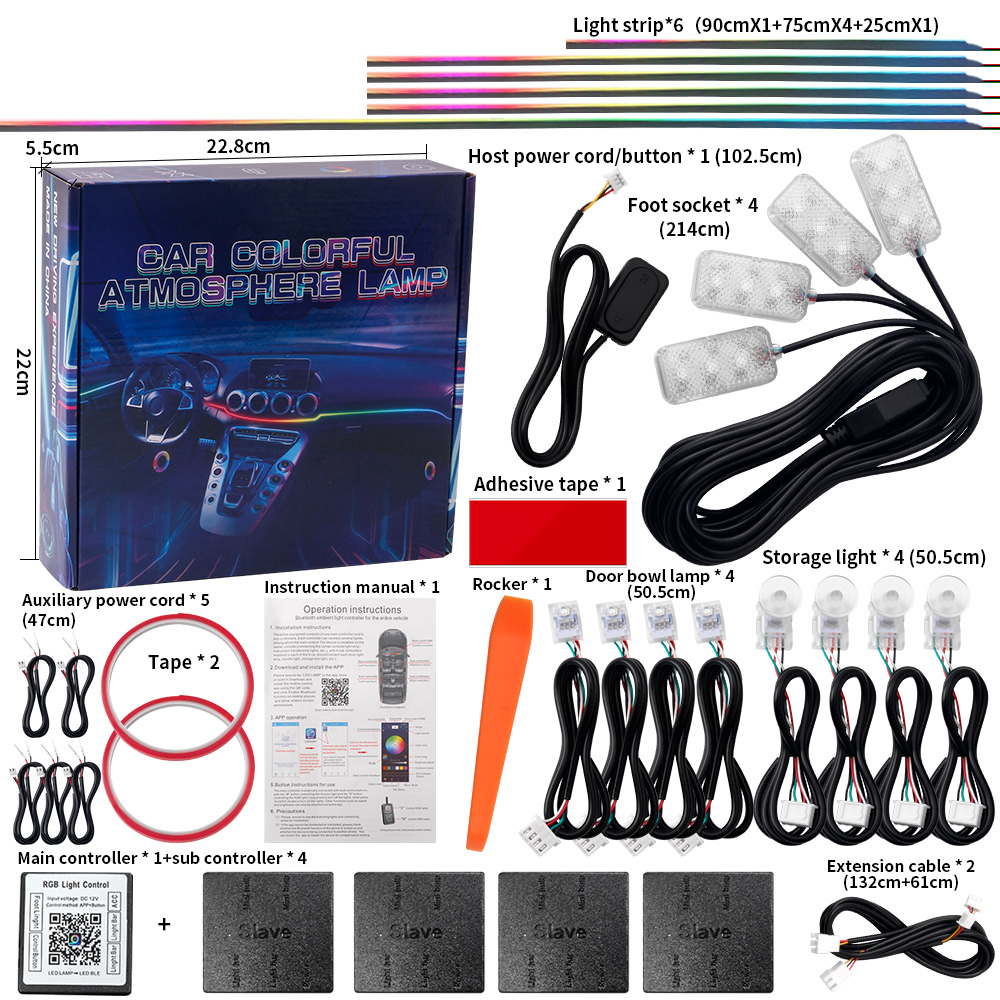 6/10/14/18/22 in 1 Car Ambient - Led Ambient Interior Car Lights App Control ulasan dan harga